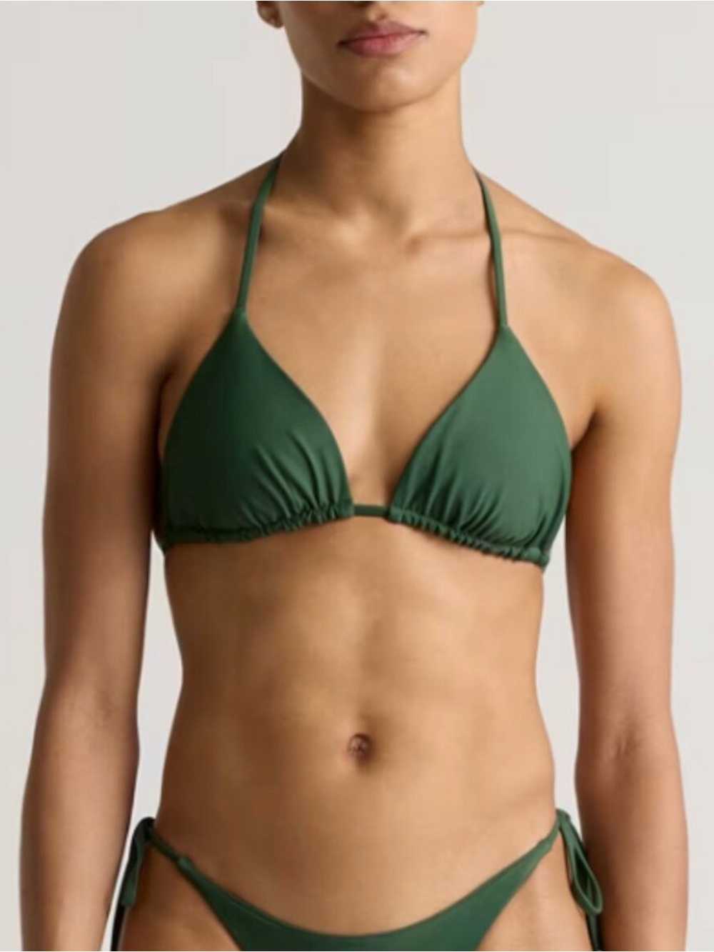 Quince Sz S Italian Triangle Bikini Top Palm Green NWT